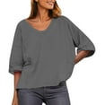 thumbnail image 2 of Otvok Womens Plus T-Shirt Summer Casual Loose Short Sleeve Solid Color Loose Pocket Tops, 2 of 6