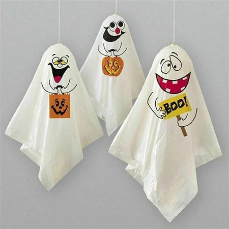 

Halloween Mini Ghost Hanging Decor White Fabric Ghost Party Pumpkin Ghost Windsock Pendant For Patio Lawn Garden Party Holiday Finger Doll Cake Card Decor 5.12*3.74*0.79Inches White