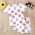 thumbnail image 2 of Toddler Baby Girls Summer Outfits Short Sleeve Cartoon Print T-Shirt Tops & Shorts Sets 2pcs Baby Girls Summer Clothes For 1t 2t 3t 4t 5t 6t 7t Children,Knit 9-10 Years, 2 of 3