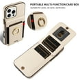 thumbnail image 3 of Case For IPhone 16 Pro Max/16 Plus/16 Pro/16 , Ring Kickstand Card Slots Case Magnetic Suction Leather Cover RFID Blocking Shell, 3 of 5