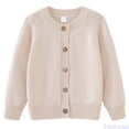 thumbnail image 2 of Fozruso Boys School Uniforms Sweaters Button-up Knit Cardigan Long Sleeve Crew Neck Open Front Sweater,Beige, 2 of 6