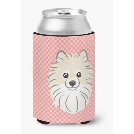 

Checkerboard Pink Pomeranian Can or Bottle Hugger