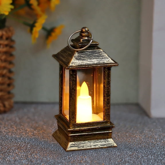 ZhyrZng Elegant Christmas Iron Lantern Candlestick, Decorative Indoor Outdoor Mini Vintage Small Hanging Farmhouse LED Rustic Gold for Fireplace Lantern Decor