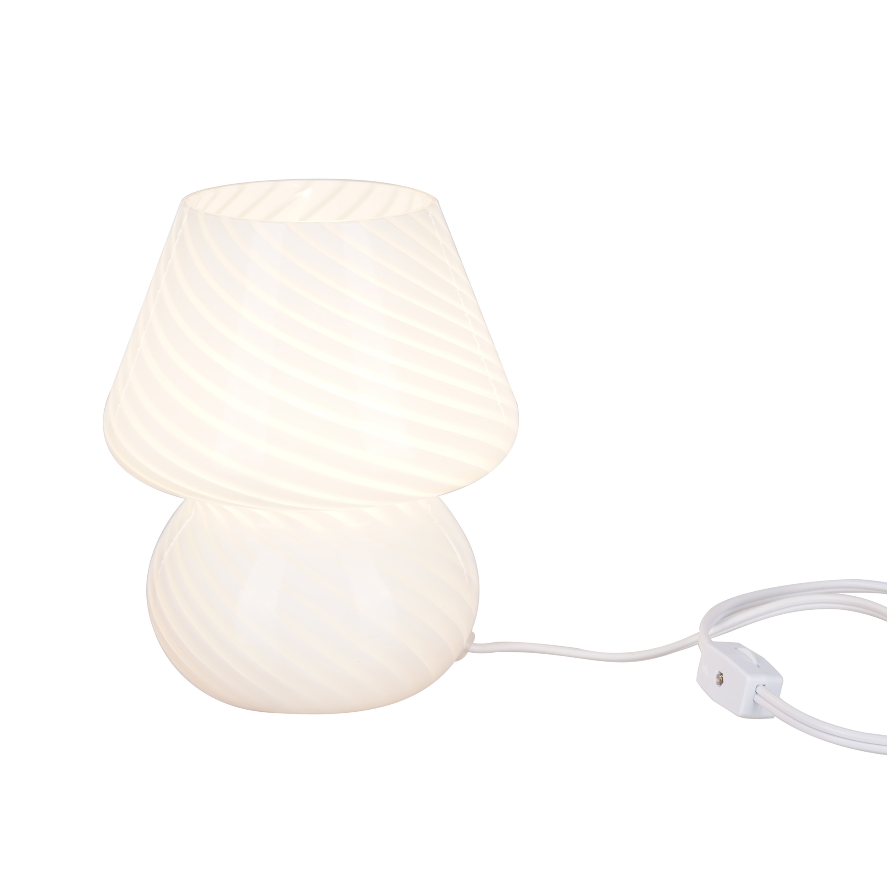 8" Glass Mushroom Lamp, White Stripe, Glossy Finish - image 9 of 12