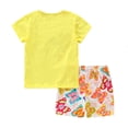 thumbnail image 3 of HILEELANG Toddler Girls' Summer Cotton Butterfly Tee & Floral Shorts Set, Yellow, Size 5T, 3 of 6