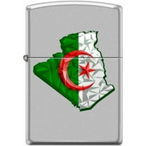 Zippo Lighter-Algeria Flag Map Satin Chrome Windproof Lighter #Z5406