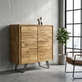 thumbnail image 3 of Lowry 39 inch Wide Solid Acacia Wood Modern Industrial Medium Storage Cabinet in Distressed Golden Wheat, 3 of 7