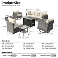 thumbnail image 3 of Vcatnet Outdoor Patio Furniture Sets, 9 Pieces Sectional Sofa with Fire Pit, All Weather Wicker Conversation Set with Swivel Glider Chairs and Coffee Table, Beige, 3 of 10