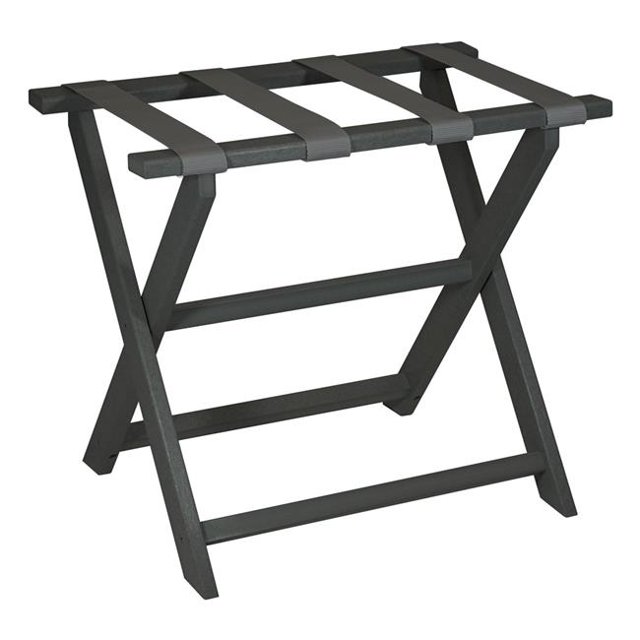 Earth Friendly Dark Gray Folding Luggage Rack with Gray Straps