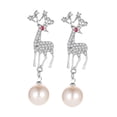 thumbnail image 1 of Pendientes de alce navideño, joyas, pendientes colgantes con encanto, pendientes con , gota Plata, 1 of 8