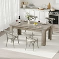 thumbnail image 2 of Festisoul 63" Dining Table for 4-6, Farmhouse Dinner Kitchen Table with Large Tabletop, Living Room, Retro Gray, 2 of 11