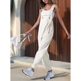 thumbnail image 4 of Women'S Casual Corduroy Overalls Sleeveless Adjustable Straps Jumpsuits for Women with Pockets White L, 4 of 8