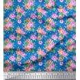 thumbnail image 1 of Soimoi Tissu en Velours à Pois, Feuilles & Roses Imprimé Floral au Mètre 58 Pouces de Large, 1 of 3