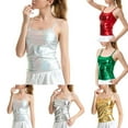 thumbnail image 6 of Women Faux Leather Shiny Wetlook Crop Top Camisole Vest Tank Top Dance Clubwear, 6 of 11