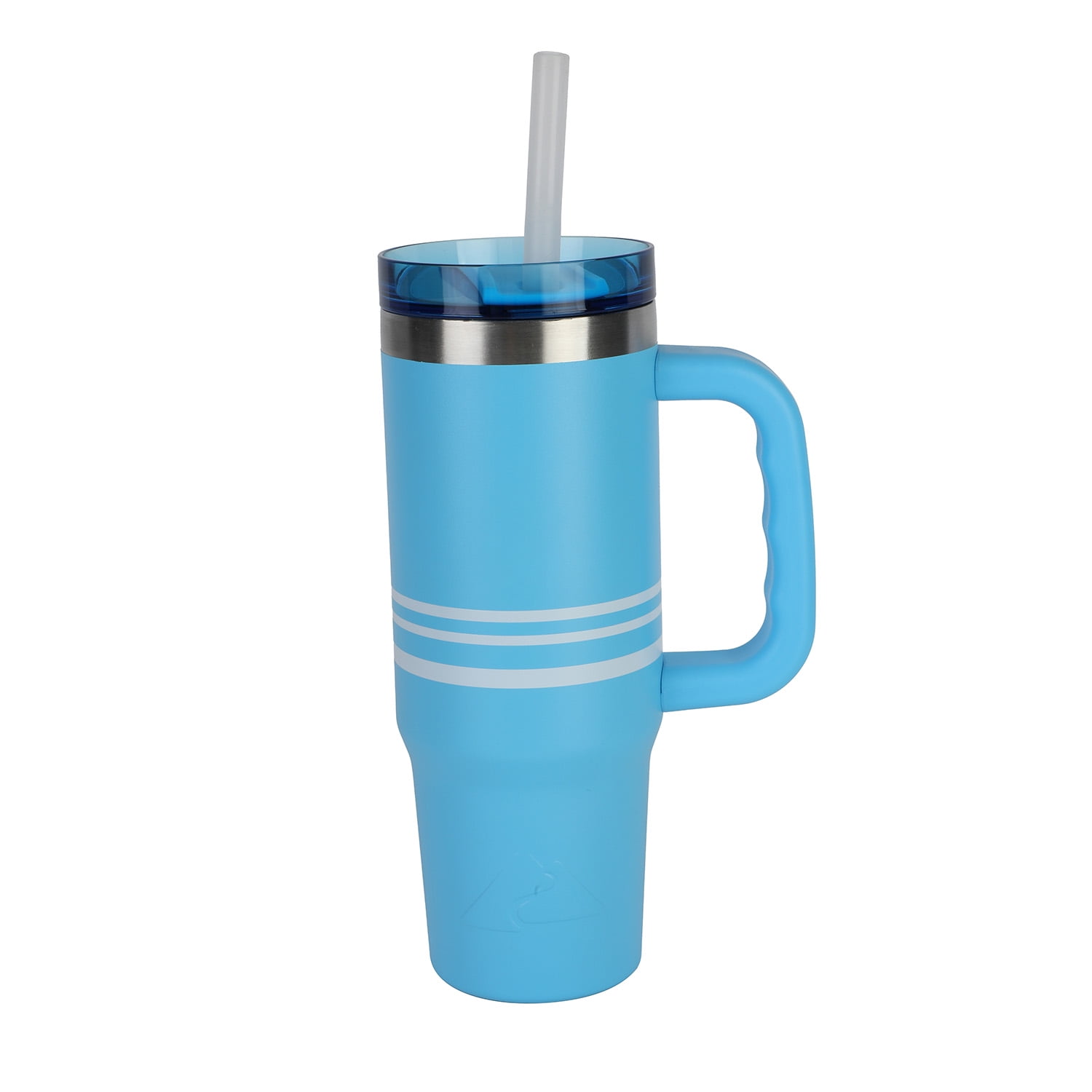 Ozark Trail 30 oz Tumbler with Handle, Stripe Aqua Water