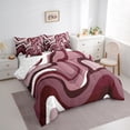 thumbnail image 3 of jejeloiu Geometric Wave Striped 7-Piece Twin Bedding Sets,Abstract Lines Bedding Comforter Set,Red Brown Sheet Sets For Children,Breathable Home Decor Reversible, 3 of 8