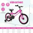 thumbnail image 3 of Costway 16" LED Lighted Kids Bike with Adjustable Seat Coaster Brake Training Wheels Pink, 3 of 10