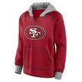 thumbnail image 2 of Women's Logo Athletic Scarlet San Francisco 49ers Boom Fleece Pullover V-Neck Hoodie, 2 of 3