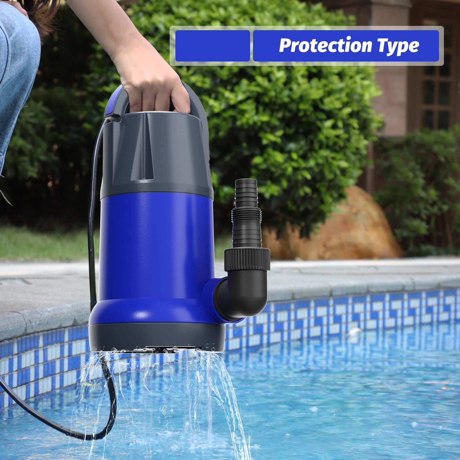 Sump Pump Submersible Water Pump 1HP 3700GPH Portable Electric Utility Pumps for Pool Draining Hot Tub Basement