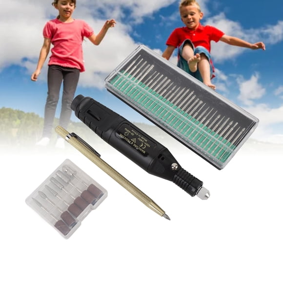 Kit d'Outils de Gravure Gravure Multifonction Électrique Filaire Micro Graveur Stylo de Gravure Outil Bricolage pour Bijoux Verre Bois Métal Plastique