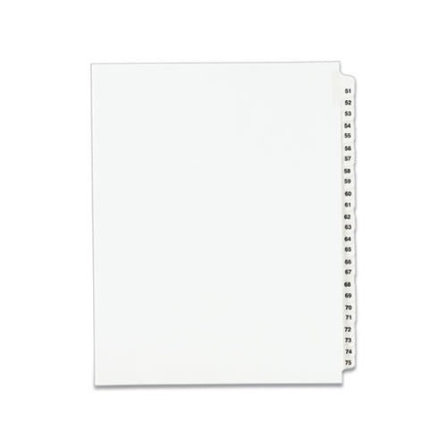 Preprinted Legal Exhibit Side Tab Index Dividers Avery Style, 25-Tab, 51 to 75, 11 x 8.5, White, 1 Set, 1332
