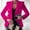 Hot Pink, variant on XFLWAM Womens Casual Blazer Jacket Gold Button Long Sleeve Work Office Blazer Lapel Open Front Suit Jacket Pink 3XL