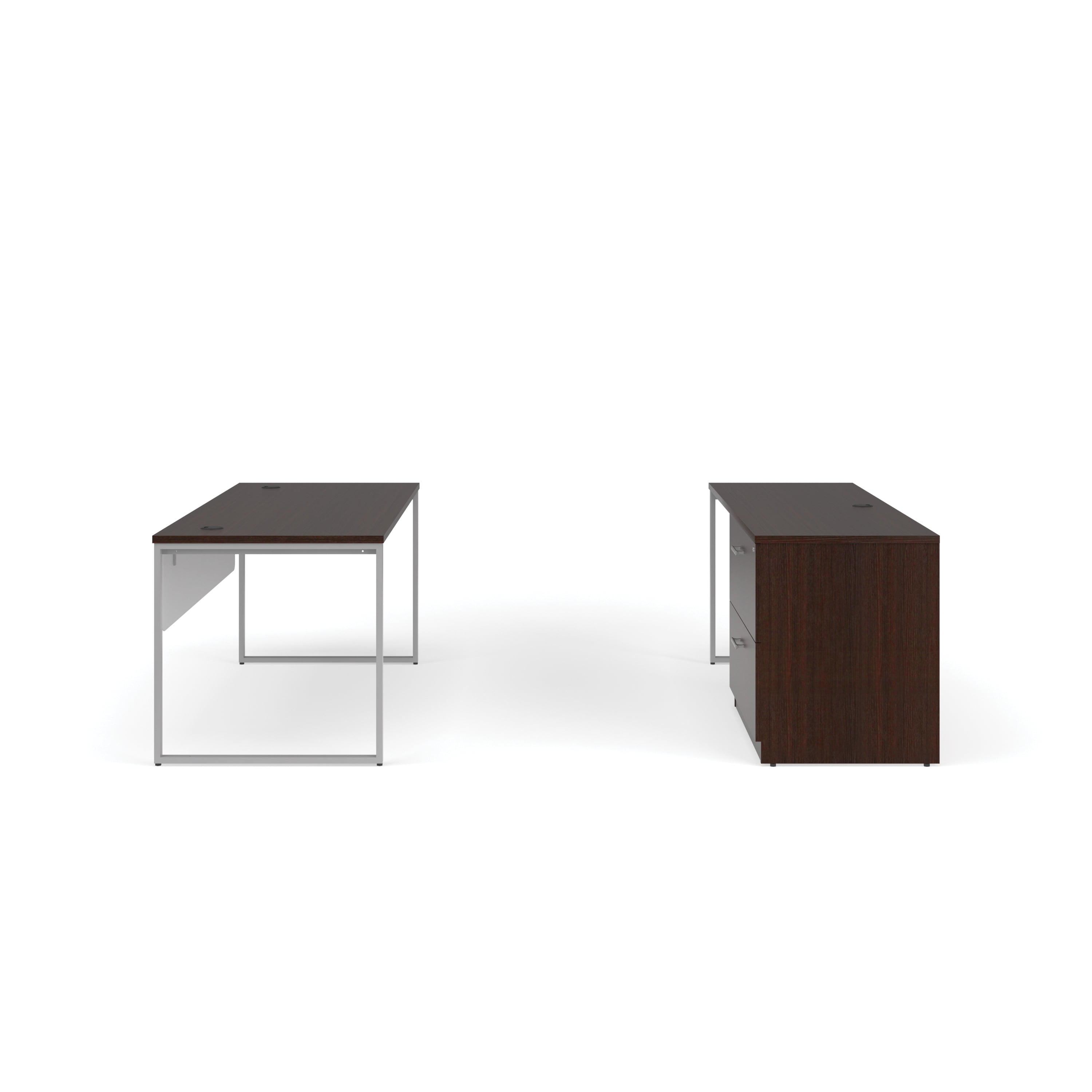 OFM Fulcrum Series Office Furniture Set, 72" Table Desk, 72" Credenza, Lateral Filing Cabinet, Modesty Panel, in Espresso
