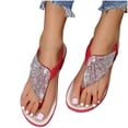 thumbnail image 4 of Anuirheih Fashion Casual Rhinestone Flip Flop Flat Ladies Sandals Sandals Women Clearance(Wine), 4 of 5