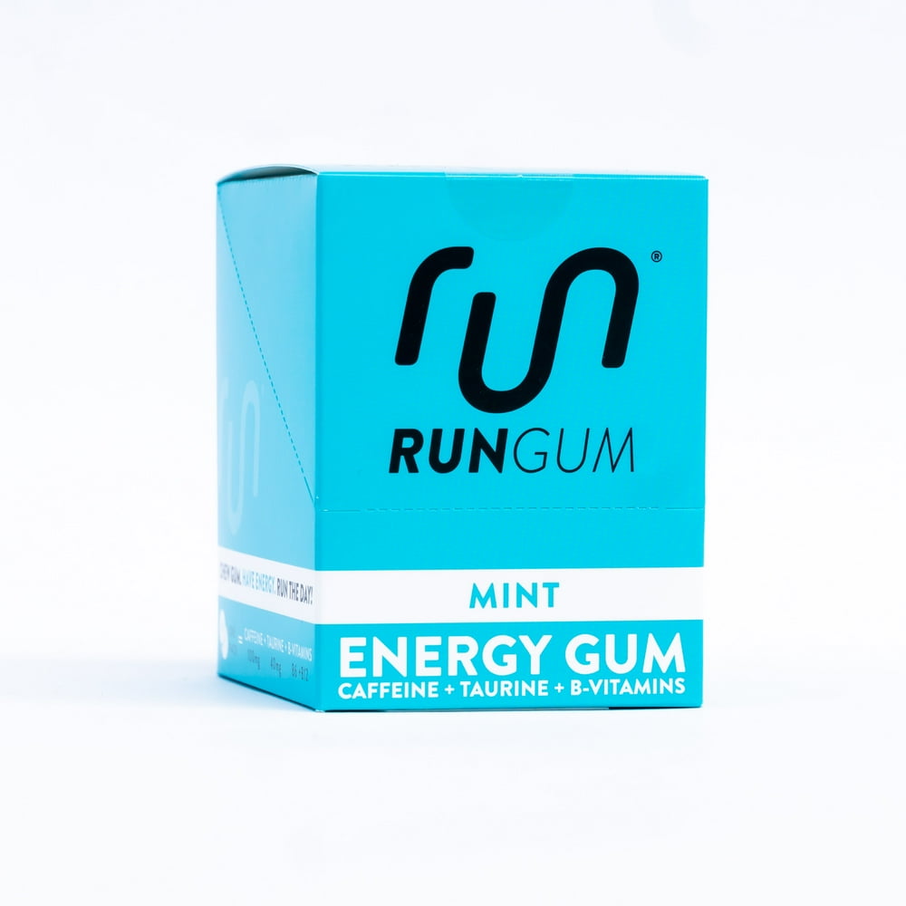 RUN GUM Mint Energy Gum 50mg Caffeine Taurine & BVitamins Per Piece, 24 Pieces (Pack of 12), 2