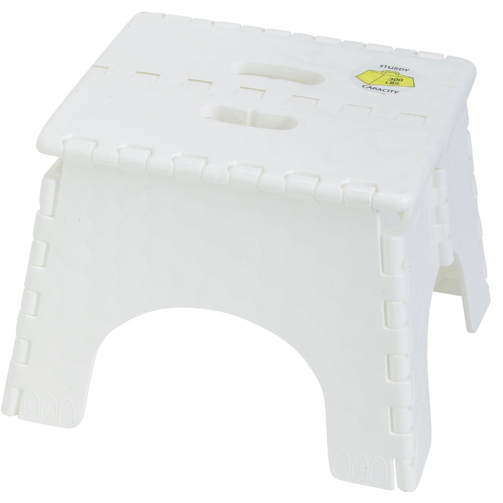 B & R Plastics EZ Foldz 9 In. White 1Step Folding Step Stool