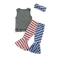 thumbnail image 3 of Family Sister Matched 4th of July Outfits Letter Printed Tassel Tank Top+Short/Flare Pant+Headband, 3 of 6