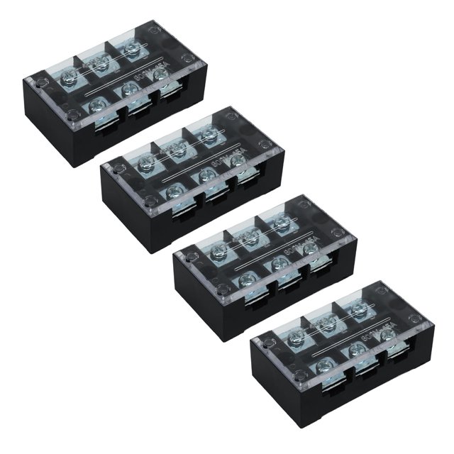 4 Piezas Bloque de Tira de Terminales TB Tira de Barrera de Terminal de Doble de Corriente Grande Fija con Cubierta Transparente A Prueba de Polvo 600 V 45 A Resistente A