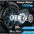 thumbnail image 4 of GT50 Electric Bike For Adults,Peak 1500W Motor,20"x4.0 Fat Tire E-Mountain Bicycle,48V 15AH Removable Battary, 7-Speed All-Terrain E-Bike, 4 of 6