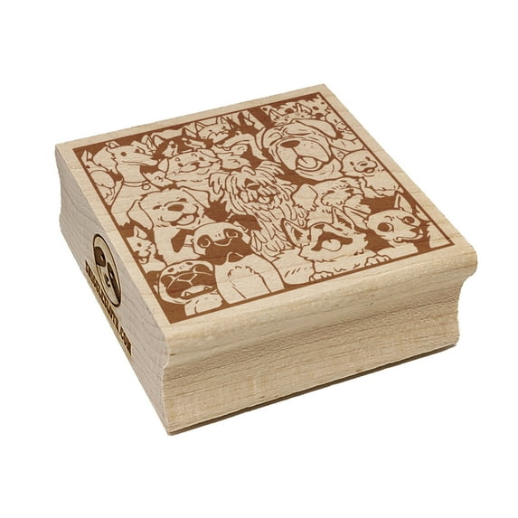 Too Many Dogs in a Box Square Rubber Stamp Stamping Scrapbooking Crafting - Large 2.75in