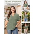 thumbnail image 6 of Cuteduck Womens Plus Size Short Sleeve Henley V-Neck Button Top Lace Textured Blouse 1X-5X, 6 of 9