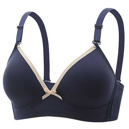 Stock Up and Save: Wireless Bras for Women  Sujetadores inalámbricos para mujer  Woman s Embroidered Glossy Comfortable Breathable Bra Underwear No Rims SOPATENOR Dark Blue 38