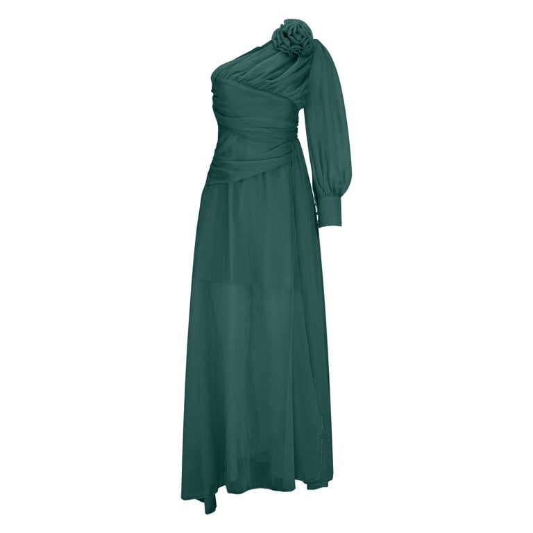 Clearance Under $20 Women's One Shoulder Bridesmaid Dresses for Wedding  Long Ruched A Line Formal Party Dresses with Slit Elegant Long Sleeve  Evening Gown Bodycon Cocktail Dress - Walmart.com