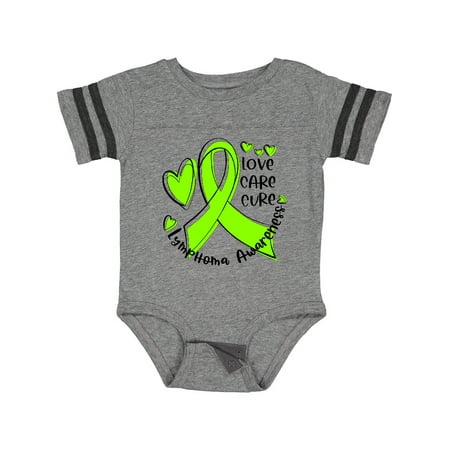 

Inktastic Love Care Cure Lymphoma Awareness Lime Green Ribbon Hearts Gift Baby Boy or Baby Girl Bodysuit