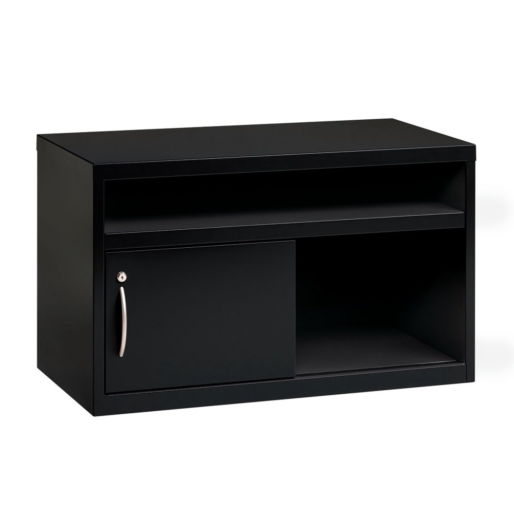 Hirsh 36in Wide Low Credenza Lateral with Sliding Door Storage Compartment, Black