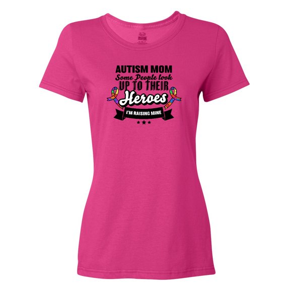 Inktastic Autism Awareness Autism Mom with Puzzle Ribbons Women's T-Shirt