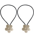 thumbnail image 1 of Corbata de cortina para ventana, cuerda decorativa, correa de adsorción de cortinas de flores de metal para baño de oficina, blanco plateado 2 Piezas Eigraketly HA002832-05, 1 of 6