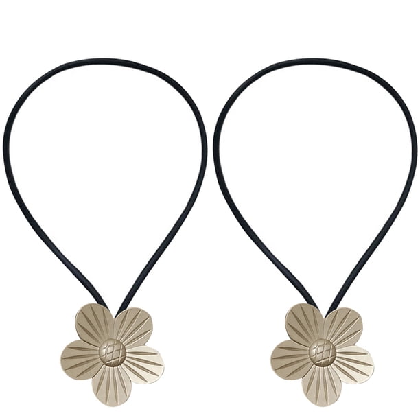 Corbata de cortina para ventana, cuerda decorativa, correa de adsorción de cortinas de flores de metal para baño de oficina, blanco plateado 2 Piezas Advancent HA002832-05