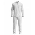 thumbnail image 3 of Ohufall Cotton Linen Sets for Men Solid Color Button Long Sleeve Pockets Vacation Casual Shirts with Pants Outdoor Sets, 3 of 7