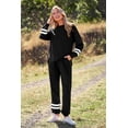 thumbnail image 2 of Conjunto Deportivo PRETTYGARDEN para Mujer, Dos Piezas, Negro con Rayas, Talla S, 2 of 8