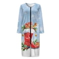 thumbnail image 3 of Yuyamidu Christmas Bathrobes for Women Zipper Front Sleepwear Xmas Shoes Crewneck Robe Holly Long Dressing Gown Plus Size 2XL Blue Mid-Calf Length Robes with Pockets, 3 of 7