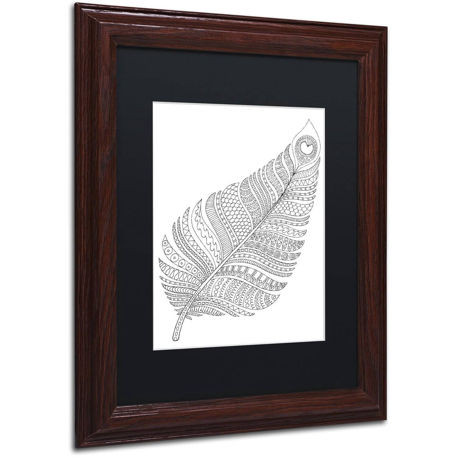 Trademark Fine Art "Single Feather" Canvas Art by Hello Angel, Black Matte, Wood Frame