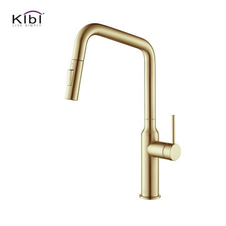 KIBI Brass High Arc Single Level Kitchen Faucet with Pull Out Sprayer