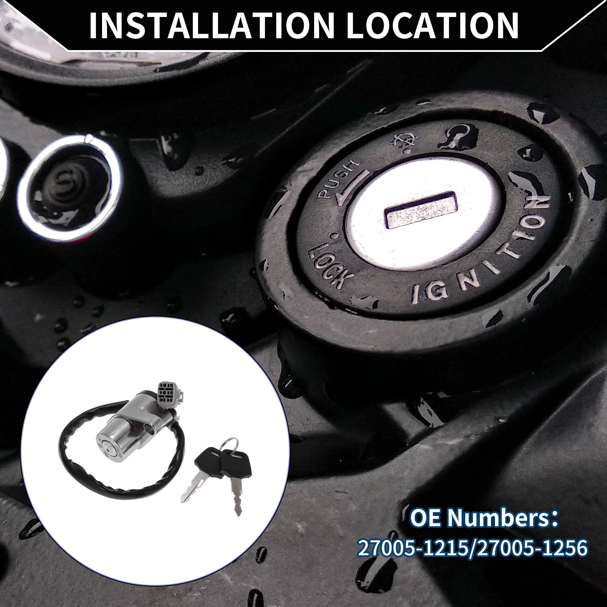 Unique Bargains Ignition Key Switch for Kawasaki VN1500 Vulcan 1500 1998-2008