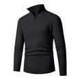 thumbnail image 2 of JTieacloth Cardigan Sweater Men's Quarter Zip Sweater Slim Fit Casual Knitted Turtleneck Pullover Neck Sweater(Black), 2 of 4