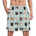 thumbnail image 1 of NICKSUN Shorts de Pyjama Amusants pour Hommes, Bas de Pyjama Doux avec Poches, Visage de Chat Flocon de Neige, L, 1 of 6